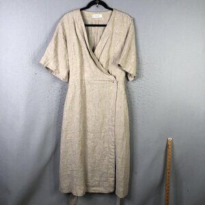 Everlane Beige Linen Midi Wrap Dress